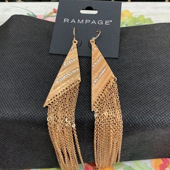 Rampage Rose-Gold Geometric XL Fringe Earrings - Picture 3 of 3